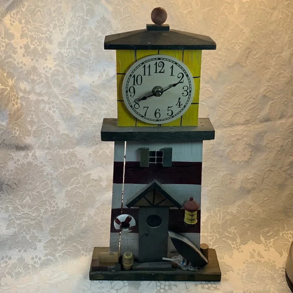Light House Clock Boathouse Boat Tackle Box Bait Netting Lifesaver Red White